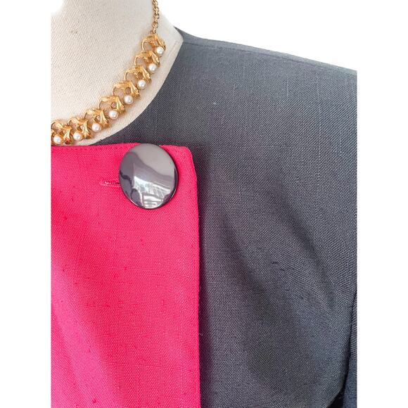 Vintage 80s Leslie Fay retro padded shoulder blazer jacket size small S - Picture 6 of 8